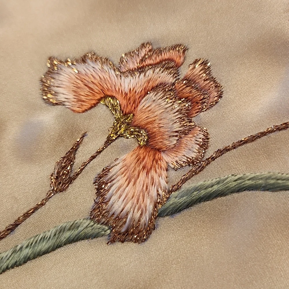 NWT Merri Darno Hand Embroidered Silk Scarf